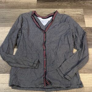 Tommy Hilfiger Striped Long Sleeve Shirt with Red Trim Woman’s sz Large